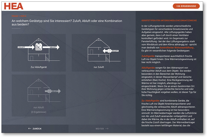 <p>
</p>

<p>
Die Online-Gerätesuche für die Wohnungslüftung soll Planer und Fachhandwerker unterstützen.
</p> - © HEA

