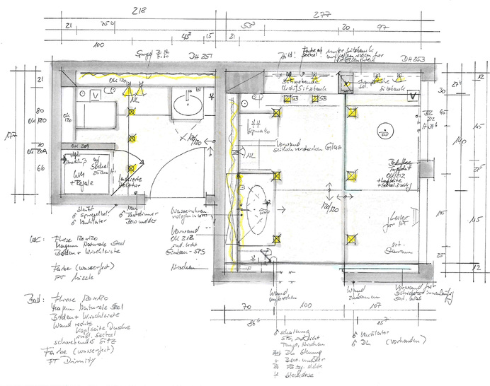 

Es gibt zwei Sanitärräume im Haus. Aus dem Gäste-WC (links) wird die Dusche herausgenommen, an deren Stelle tritt ein integrierter, aber abgetrennter Hauswirtschaftsraum. Das Hauptbad dagegen wird mit einer modernen Duschzone ausgestattet. 





