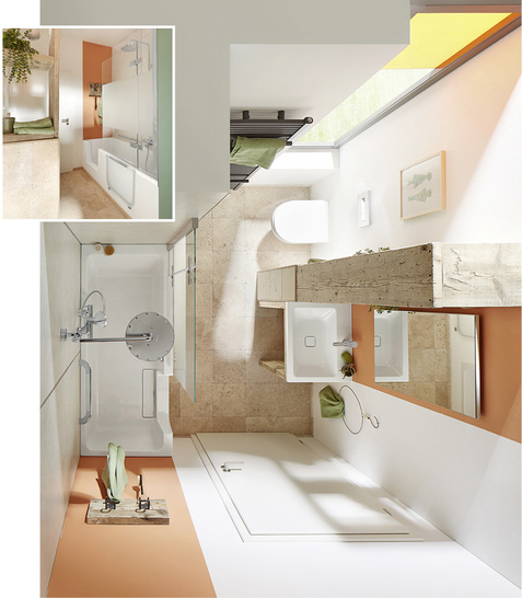 <p>
Mehr Möglichkeiten: Die Dusch-Wanne Dobla kombiniert Dusche und Badewanne. Die platzsparende Kombination ist ideal für kleine Bäder.
</p>

<p>
</p> - © HSK

