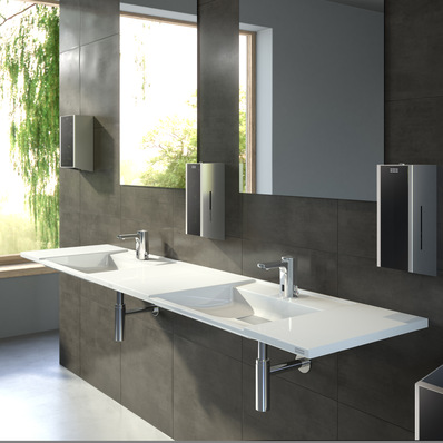 Franke Water Systems bietet Profis und Objektbetreibern berührungslos funktionierende Produktlösungen in stark frequentierten Wasch- und WC-Räumen.