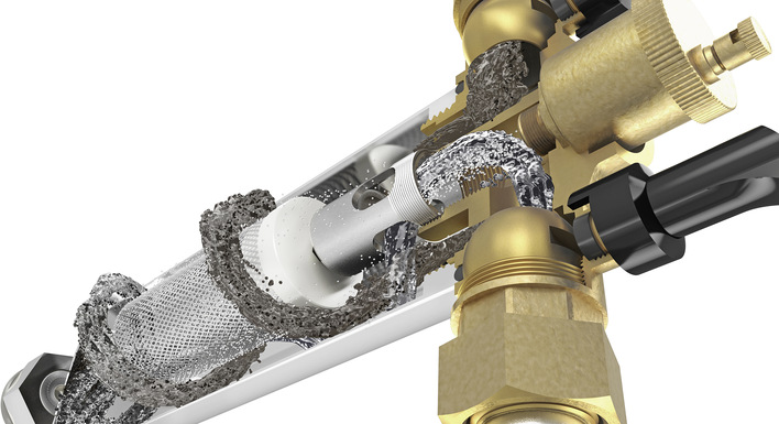 Der Wasserfilter SorbOx LI kombiniert Magnetflussfilter, Anodenschutz, Mikrogasblasenabscheider und Demineralisierung in einem Gerät.