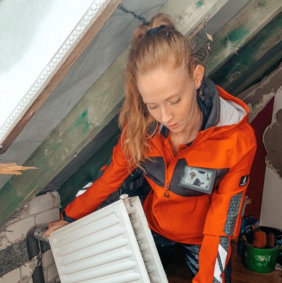 Auf dem Laufsteg und der Baustelle gleichermaßen zuhause: Sandra Hunke