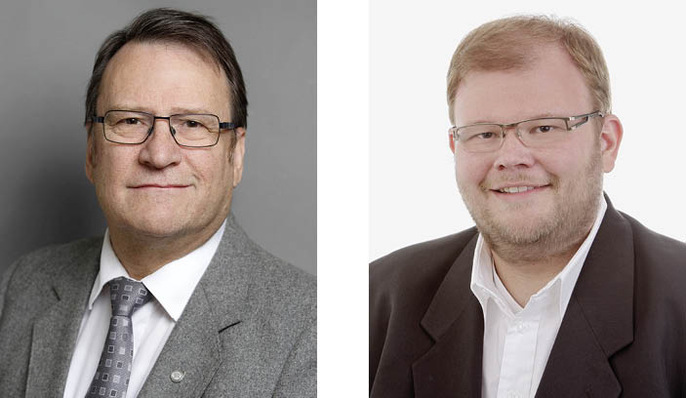 Auf Hans-Georg Ehekircher folgt der neue Obermeister Rainer Häfele (rechts).