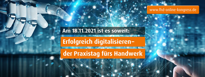 Beim 3. Online-Kongress des Forum Handwerk digital können sich Handwerksunternehmen live auf den aktuellen Stand zur Digitalisierung im Handwerk bringen.