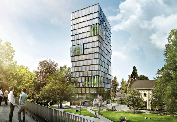 Für den Hochhausneubau auf dem UN Campus in Bonn wurde ein Sprinklersystem gesucht, das direkt in den Beton der Geschossdecken verlegt werden kann.