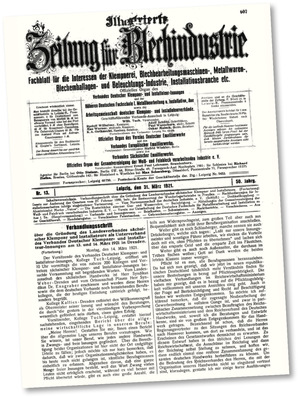 Gedruckte Zeitzeugen: die Gründungsmitteilung 
vom 14. März 1921 (links) und …