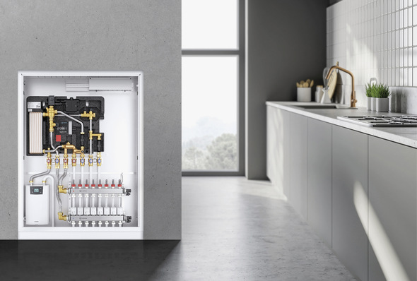 Wohnungsstation mit Top-Effizienz für Wärmepumpen – die Regudis W-HTE von Oventrop setzt Maßstäbe im Markt. Mehr dazu auf regudis.oventrop.com.