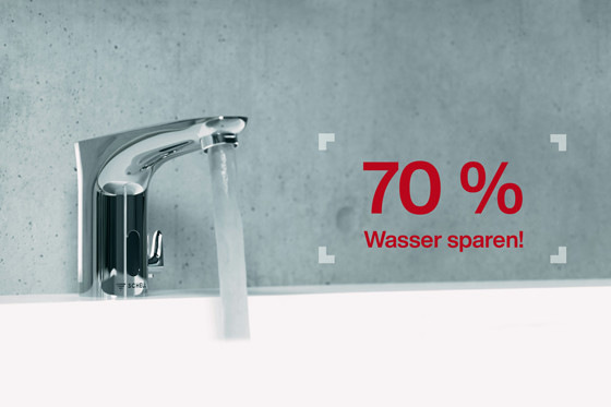 Wassersparen leicht gemacht: Allein durch den Umstieg auf berührungsarme bzw. berührungslose Armaturen können Nutzer ihren Verbrauch um bis zu 70 Prozent senken.