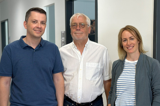 Die drei Geschäftsführer der Label Software Gerald Bax GmbH (v.l.):  Faton Zhegrova, Gerald Bax, Nora Bax