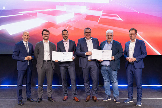 v.l.n.r. Wirtschaftsminister Martin Kocher, Philipp Rupp – Projektingenieur bei Weider Wärmepumpen GmbH, Niklas Brucker – Geschäftsführer von Bruckner Haustechnik GmbH, Gerrit Boyer – Geschäftsführer von drexel und weiss energieeffiziente Haustechniksysteme GmbH, Lucas Rupp – Geschäftsführer von Weider Wärmepumpen GmbH, Franz Zöchbauer (Bereichsleiter
Corporate Innovation, VERBUND).