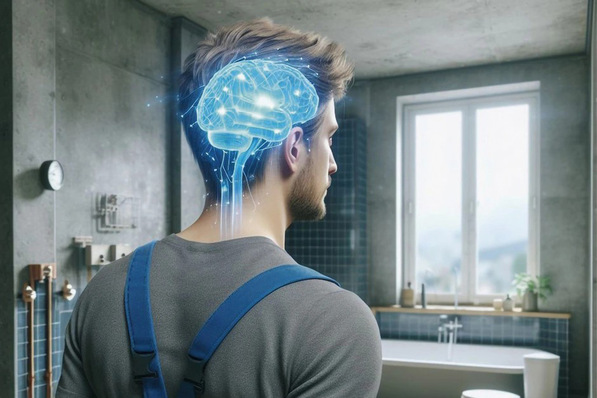 Es ist vielleicht eines seiner Talente, dieses alte Bad nicht nur gedanklich in ein neues zu verwandeln. Er kriegt es auch handwerklich und fachlich korrekt hin.