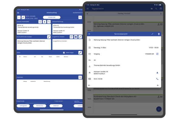 Die neue Terminplaner-App von Sykasoft stellt eine direkte Verbindung zwischen Terminen und Aufträgen her.