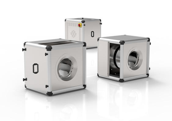 Die Abluftboxen EC-Unobox-ME von Rosenberg gibt es in sechs Baugrößen.