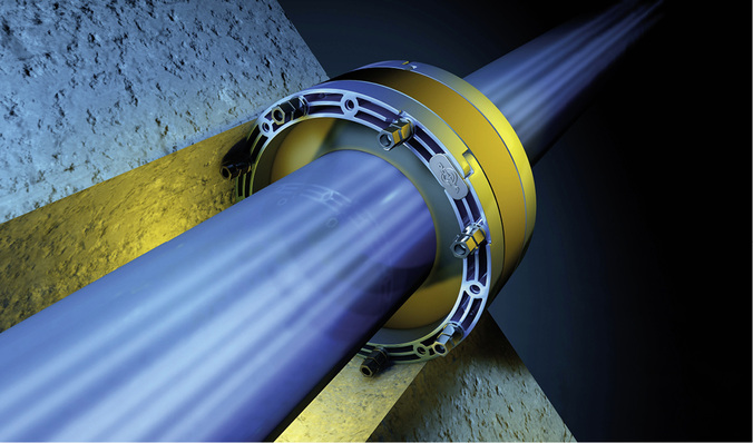 
Ausführungsbeispiel: Rohrdurchführung mit Abdichtung gegen Wasser von außen.
