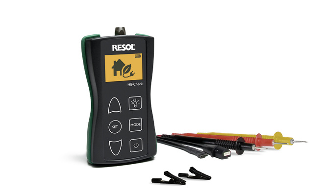 



Das Resol-Testgerät HE-Check erzeugt und misst Pumpensignale.
