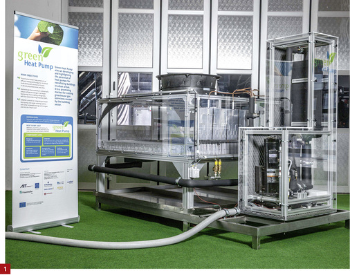 





GreenHP-Gesamtsystem: im linken großen Glaskasten das Kühlsystem, rechts im L-förmigen Kasten das Heizsystem.

