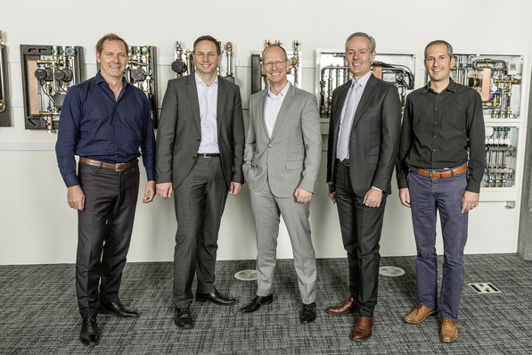 Das Leadership-Team von Taconova (v. l.): Philipp Hecht, Ralph Seewald, Wil VandeWiel, Luca Bolcati, Andrin Stump.