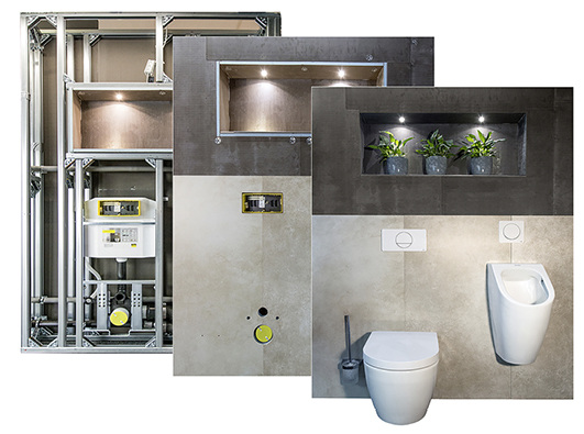 



Vorgefertigte Sanitärsysteme, z. B. Badia, sind schneller und einfacher montiert.
