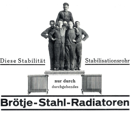 

Mit der Produktion von Stahlradiatoren konzentrierte sich Brötje bereits 1925 auf den Heizungsmarkt.





