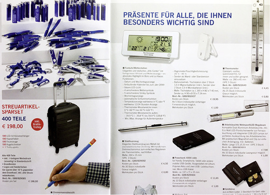
Digitale Wetterstation, Parkscheibe oder Bad-Accessoires – mit Firmenaufdruck bleiben Innungsbetriebe präsent.



